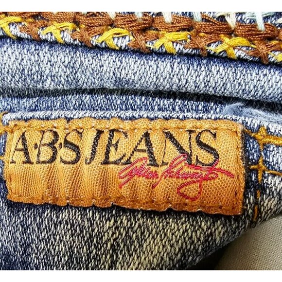 A.B.S. ALLEN B.SCHWARTZ Juniors 24 Embroidered Geometric Flare Denim Jeans 24X33 - Picture 10 of 11